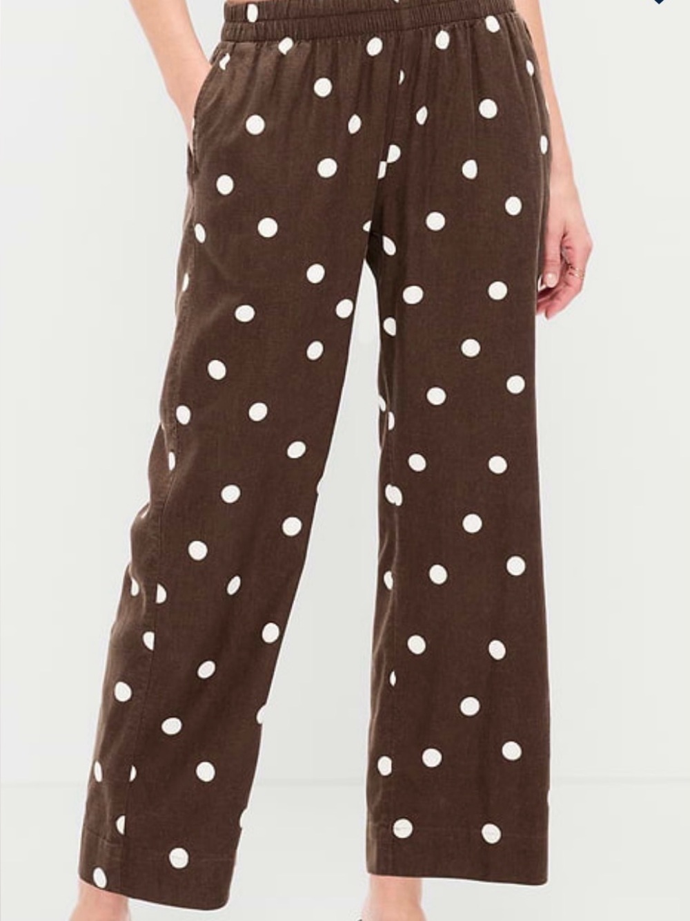 Women’s Brown Polka Dot Casual Cropped Pants - White Dot Print  OLD NAVY SIZE L